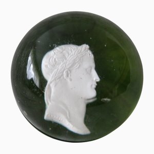 Fermacarte Napoleone Bonaparte in vetro, fine XIX secolo