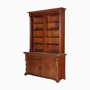 Victorian Bookcase Mahogany with Carvings, Italy, 19th Century