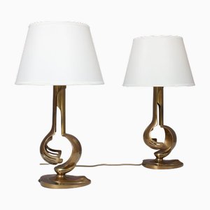 Lampade da tavolo in ottone, Francia, anni '70, set di 2