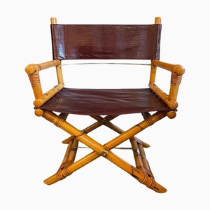 Regiestuhl aus Leder & Messing von Ryda Levi McGuire, 1960er