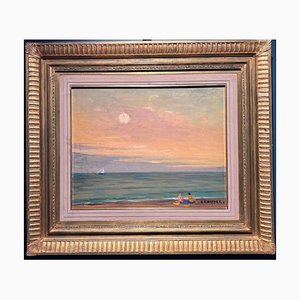 Edouard Chappel, Marina, 1930s, Oil on Panel, Framed