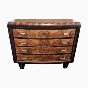 Vintage Italian Art Deco Burl Wood and Bronze Chest of Drawers by Paolo Buffa, 1940s