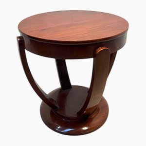 Mesa auxiliar Art Déco redonda de caoba