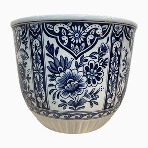 Pot Décoratif Vintage en Verre de Delft Bleu et Blanc par Royal Boch pour Royal Sphinx