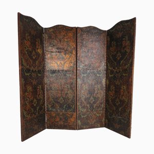Biombo belga de cuero repujado