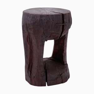 Hand-Carved Sculptural Hardwood Side Table by Logniture