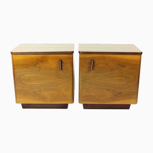 Tables de Chevet Mid-Century en Noyer Shellack, Ex-Tchécoslovaquie, 1960s, Set de 2