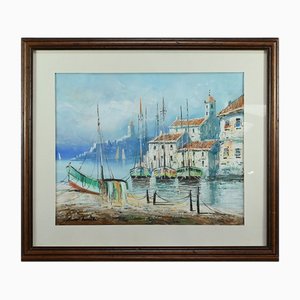 Xavier Miranda, Composizione marina, anni '70, Artwork su carta, con cornice