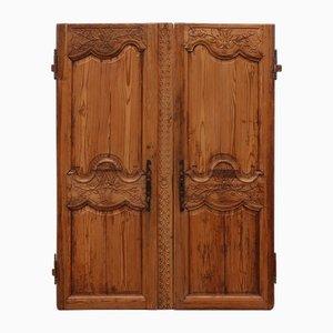 Antique French Provincial Hand-Carved Doors, 1880s, Set of 2