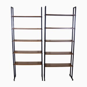 Metal and Teak Bookcases, 1960s, Set of 2