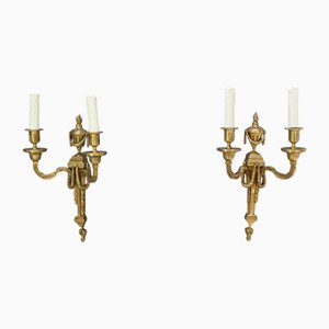 Louis XVI Style Bronze Wall Lights, Late 19th Century, Set of 2