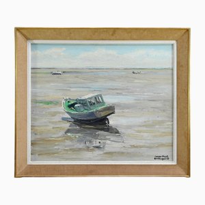 JP. Guinegault, Boot bei Ebbe, 20. Jh., Öl auf Leinwand, Gerahmt
