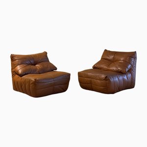 Cognac Leather Panto Lounge Chairs by Marc Held for Dunlopillo, 1970s, Set of 2