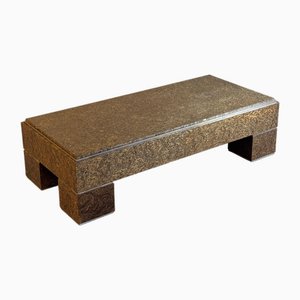 Mid-Century Italian Brass and Veneer Coffee Table, 1970s