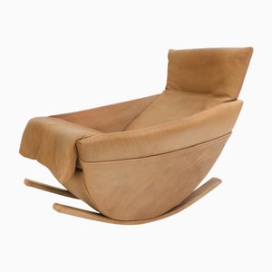 Sedia a dondolo in pelle naturale di de Sede, Svizzera, anni '70