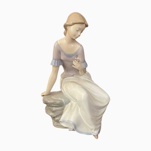 Figurine Féminine en Céramique de Nao, 20ème Siècle