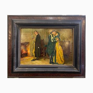 Le Bougeoir, 18ème Siècle, Peinture à l'Huile sur Panneau, Encadrée