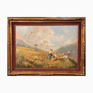 De Carlis, Country Scene, 20th Century, Oil Painting on Canvas, Framed