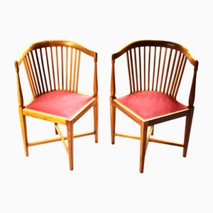 Art Nouveau Corner Chairs by J. M.olbrich / M. Niedermoser, Vienna, Austria, 1902, Set of 2