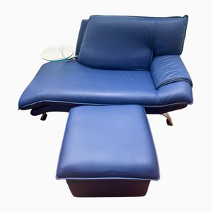 Set of Leather Daybed and Ottoman from Nicoletti, Italy, 1980s