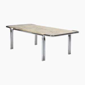 Tavolino da caffè in marmo e metallo tubolare, anni '70