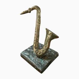 Bronze Lohé Saxophone on Base, 1950s