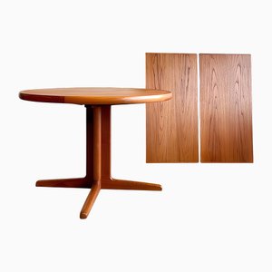 Tavolo da pranzo Mid-Century rotondo allungabile in teak, Danimarca, anni '60