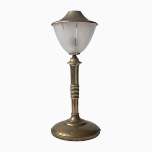 Lampada da tavolo Art Déco in bronzo, ottone e vetro, Scandinavia, anni '30