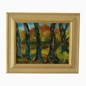 Gustav, Durch die Bäume, 1960er, Öl auf Leinwand, Gerahmt