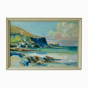 Wilkstrom, Veduta costiera, anni '60, Olio su tavola, con cornice