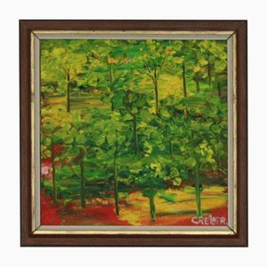 Gunnar Greiber, Bäume, 1960er, Öl auf Holz, gerahmt