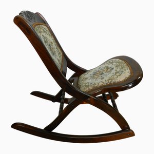 Small Mahogany and Tapestry Rocking Chair, 1890s