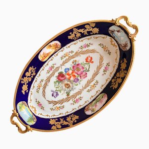 French Louis XV Hand-Painted Blue Ceramic Stand, 1890s