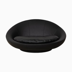 Black Leather 2-Seater Sofa by Désirée Lacoon