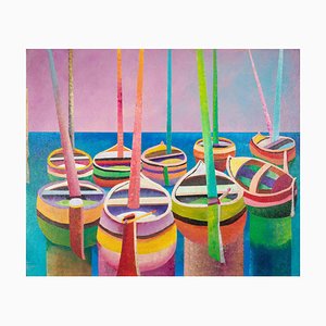 Massimo Sonnino, Boats, Oil Painting, 1998