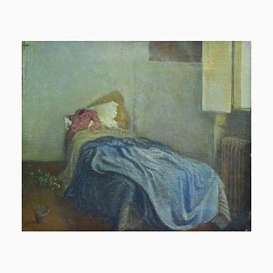 Giovanni Gromo, Bedroom, Oil on Canvas on Wood, 1980s