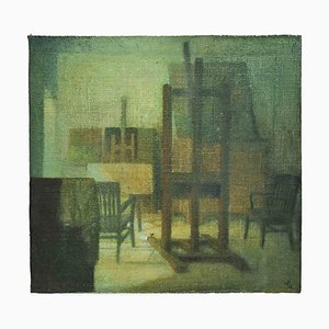 Giovanni Gromo, Room, Oil on Canvas on Wood, 1980s