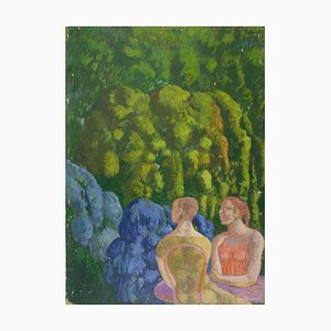 Alessio Paternesi, Conference for Two, Oil on Panel, 1988