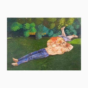 Alessio Paternesi, Couple, Oil on Panel, 1980s