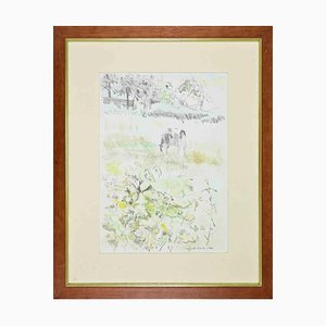 Sigfrido Oliva, In the Countryside, Mixed Media Drawing, 1990