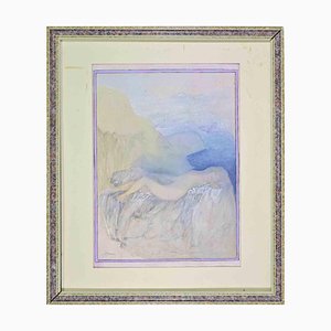 Giovanni Gromo, Reclined Nude, Mixed Media, 1980s, Framed