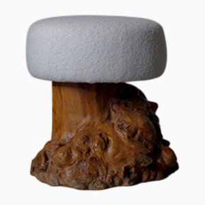 Mushroom-Shaped Burlwood Stool, France, 1950s