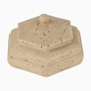 Scatola Mid-Century esagonale in travertino nello stile di Fratelli Mannelli, Italia, anni '70
