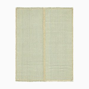 Kilim in Ivory White and Blue Textural Stripes from Rug&Kilim