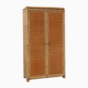 Mid-Century Bamboo and Rattan Wardrobe, Italy, 1960s