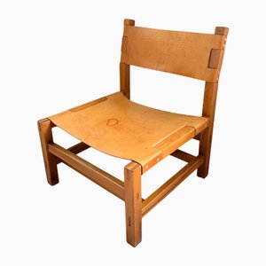 Elm and Leather Armchair from Maison Regain, 1960s