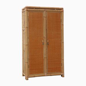 Mid-Century Bamboo and Rattan Wardrobe, Italy, 1960s