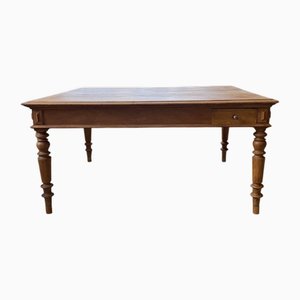 Large Oak Square Conference Farm Table, 1950s