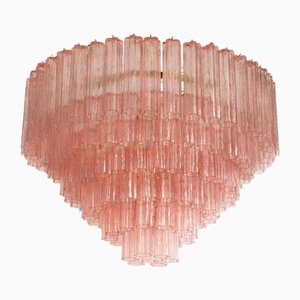 Pink Murano Glass Tronchi Chandelier, Italy, 1990s