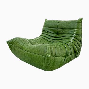 Togo Lounge Chair in Forest Green Leather attributed to Michel Ducaroy for Ligne Roset
